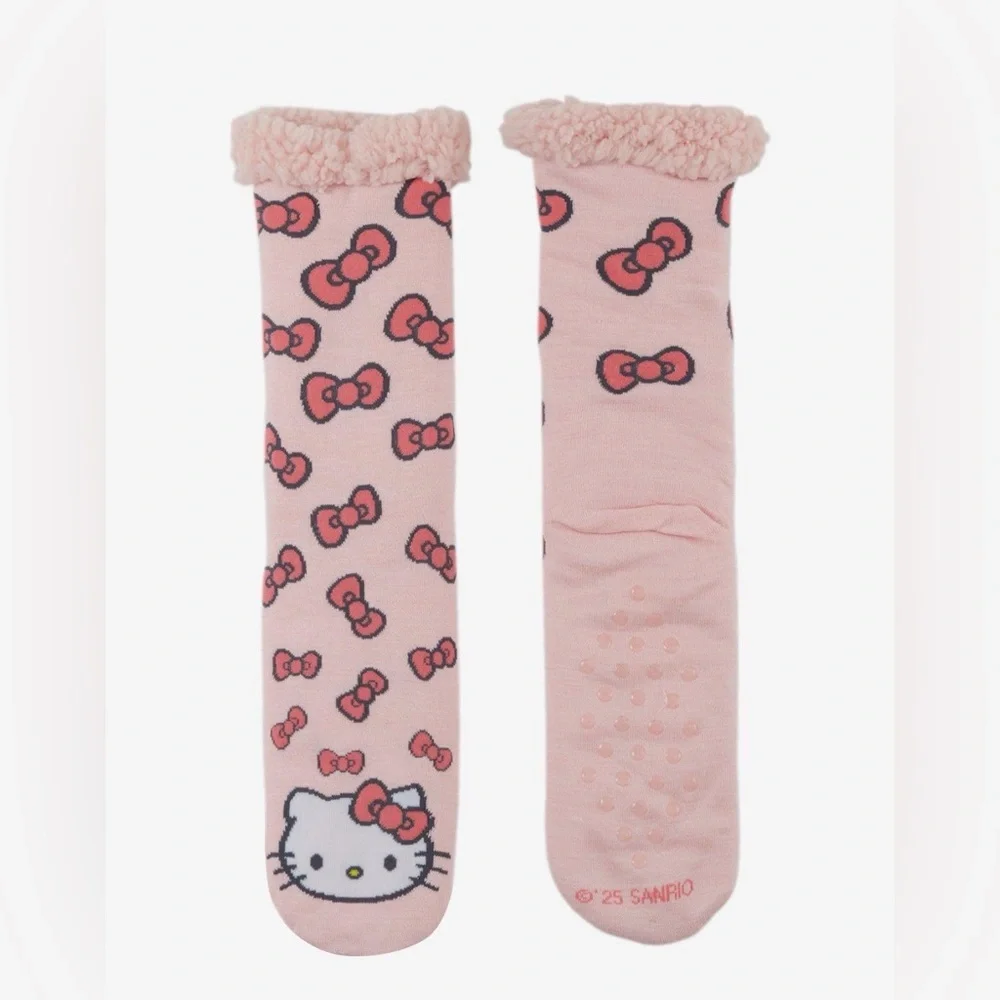 Sanrio Hello Kitty Pink Bow Slipper Socks- New